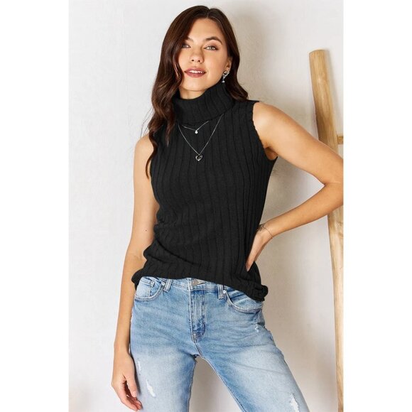 Basic Bae Full Size Ribbed Turtleneck Tank - Picture 1 of 3